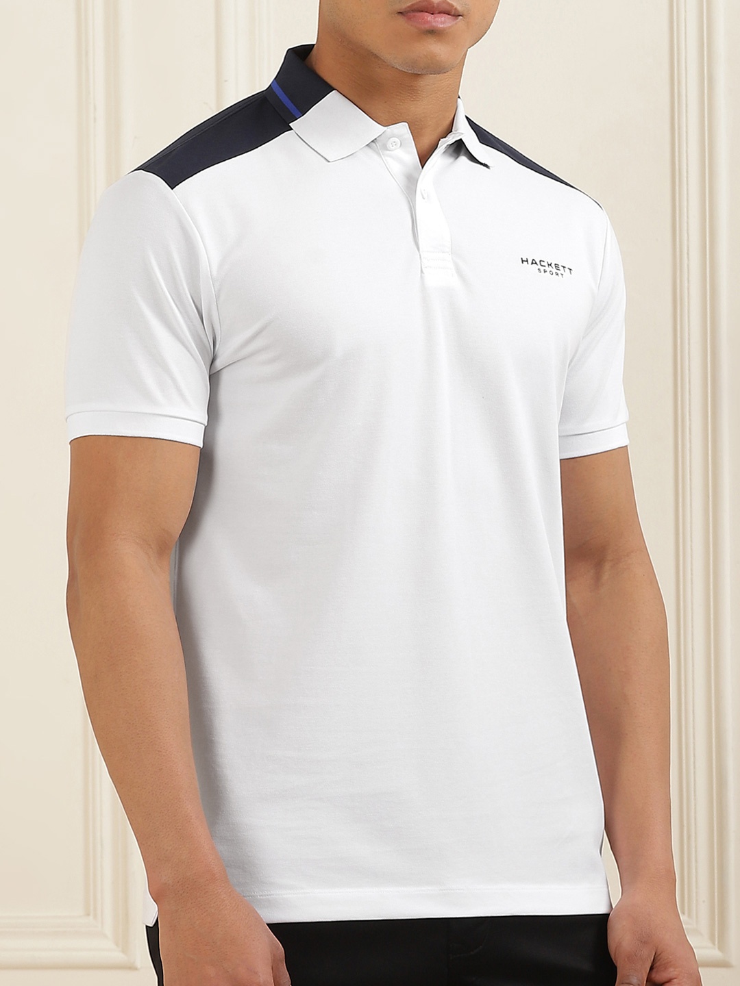 

HACKETT LONDON Men Colourblocked Polo Collar T-shirt, White