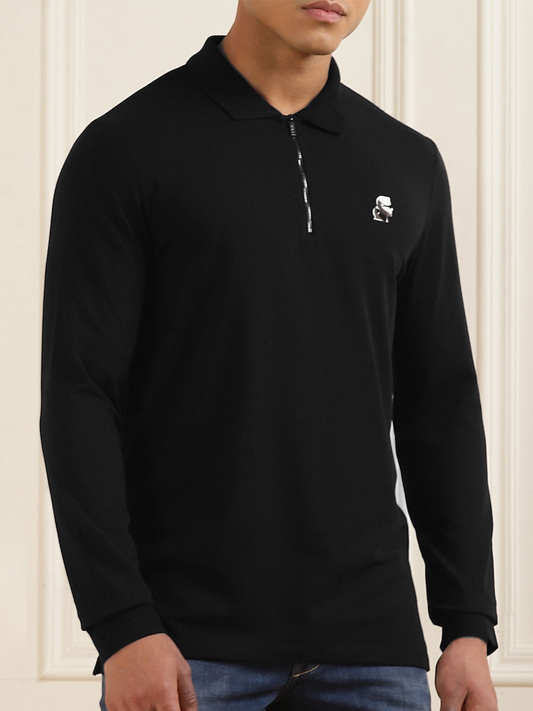 

Karl Lagerfeld Men Polo Collar Pockets T-shirt, Black