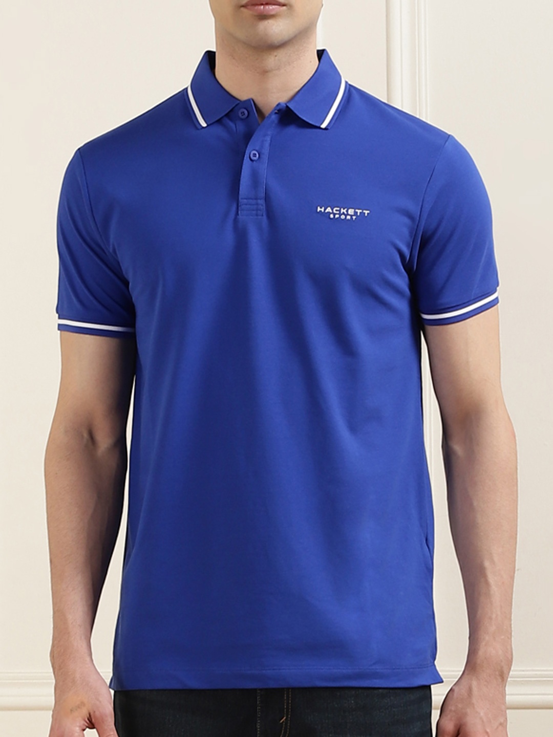 

HACKETT LONDON Men Polo Collar T-shirt, Blue