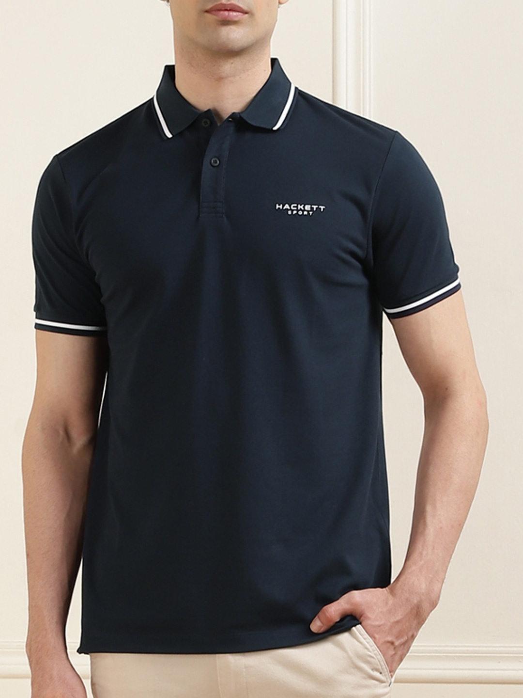

HACKETT LONDON Men Polo Collar T-shirt, Navy blue