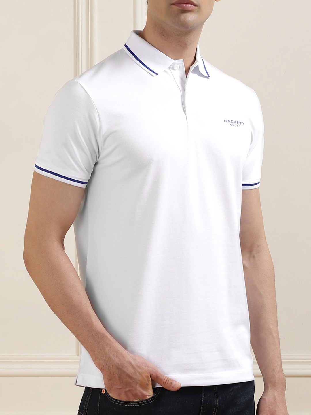 

HACKETT LONDON Men Polo Collar T-shirt, Blue