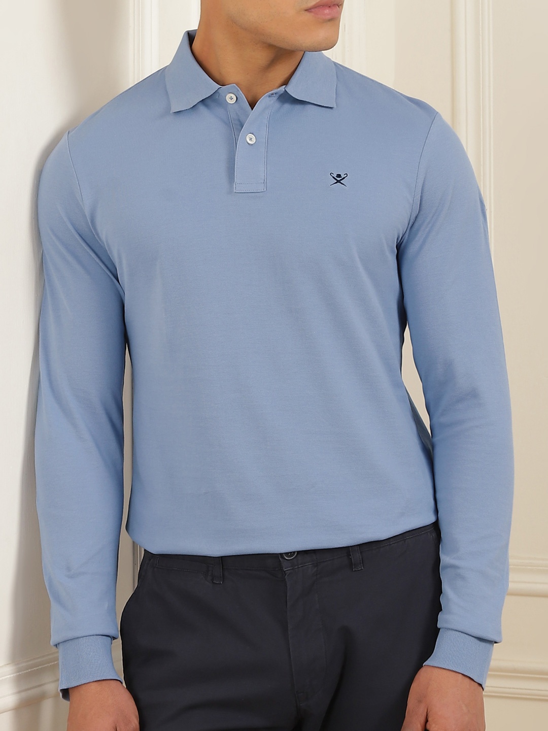 

HACKETT LONDON Men Polo Collar Applique T-shirt, Blue