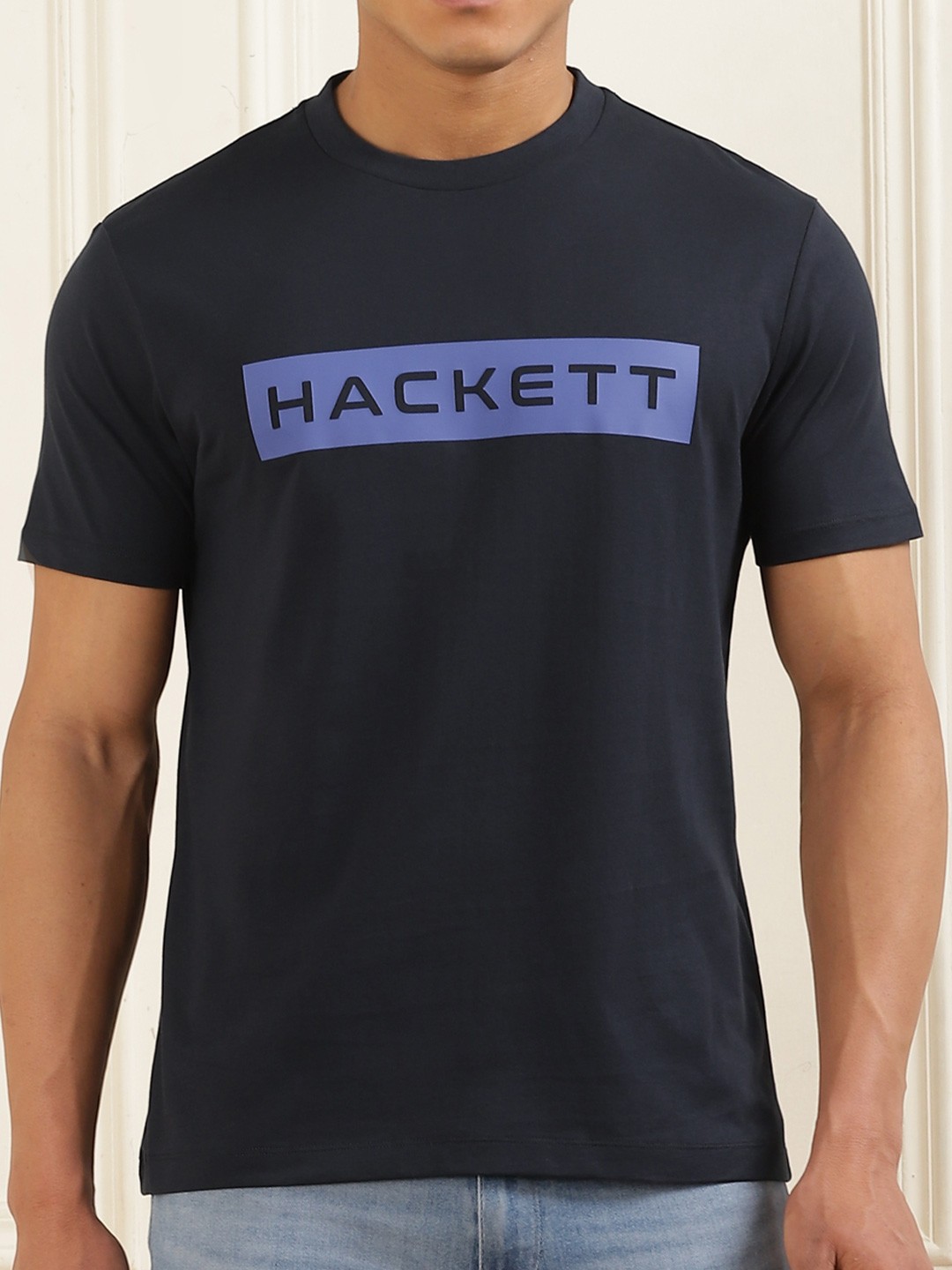 

HACKETT LONDON Men Printed Applique T-shirt, Navy blue