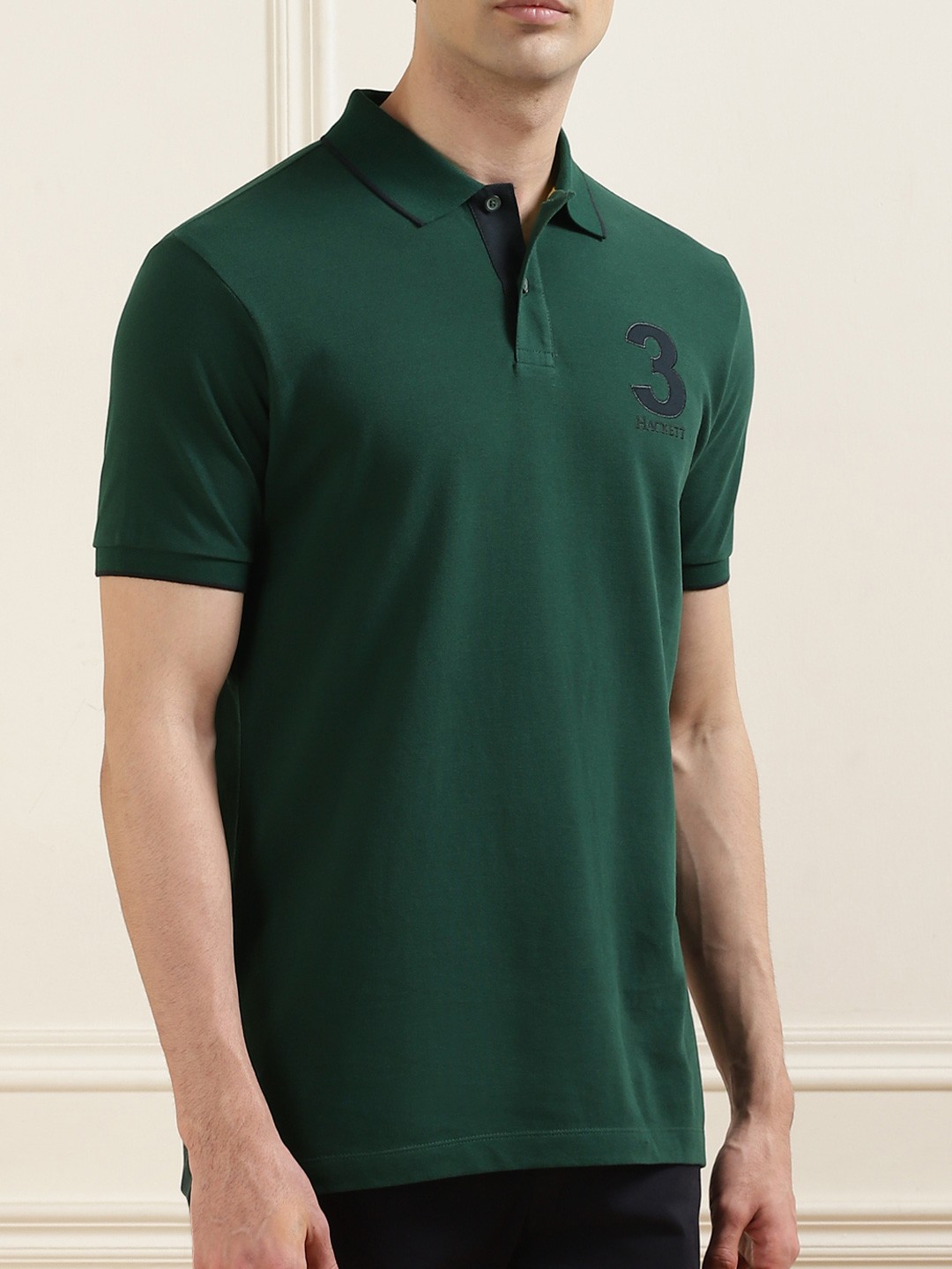 

HACKETT LONDON Men Polo Collar Applique T-shirt, Green