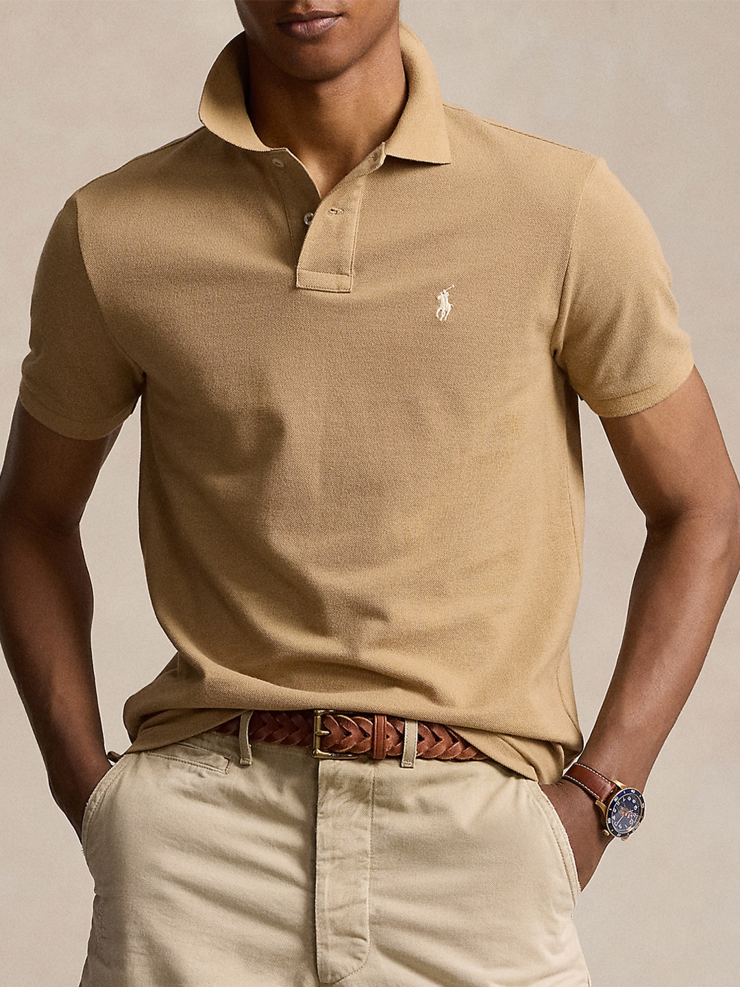 

Polo Ralph Lauren Slim Fit Mesh Polo Shirt, Beige