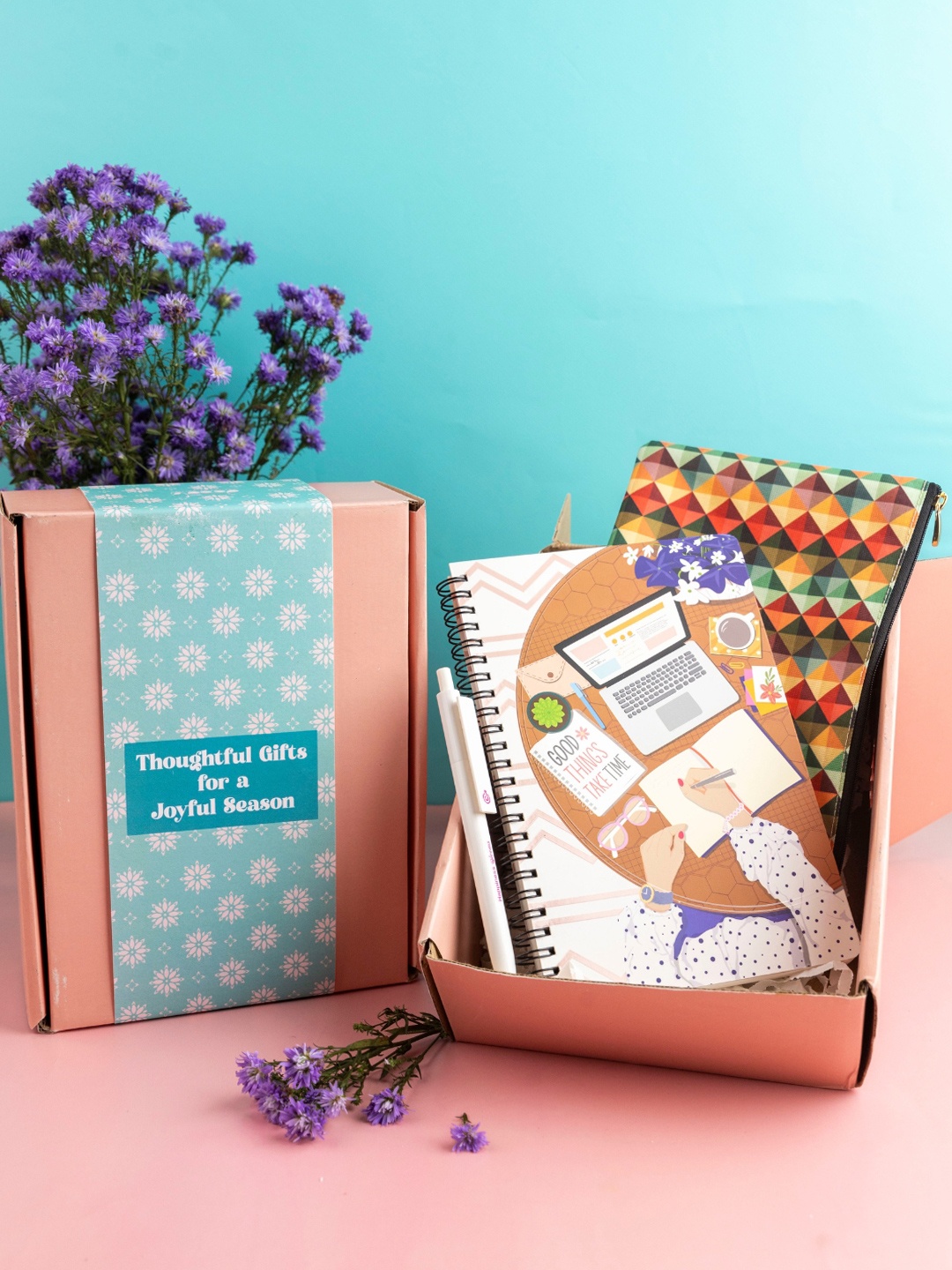 

Doodle Daily Planner With Pen & Pouch Gift Set Daily Joy 2, Blue