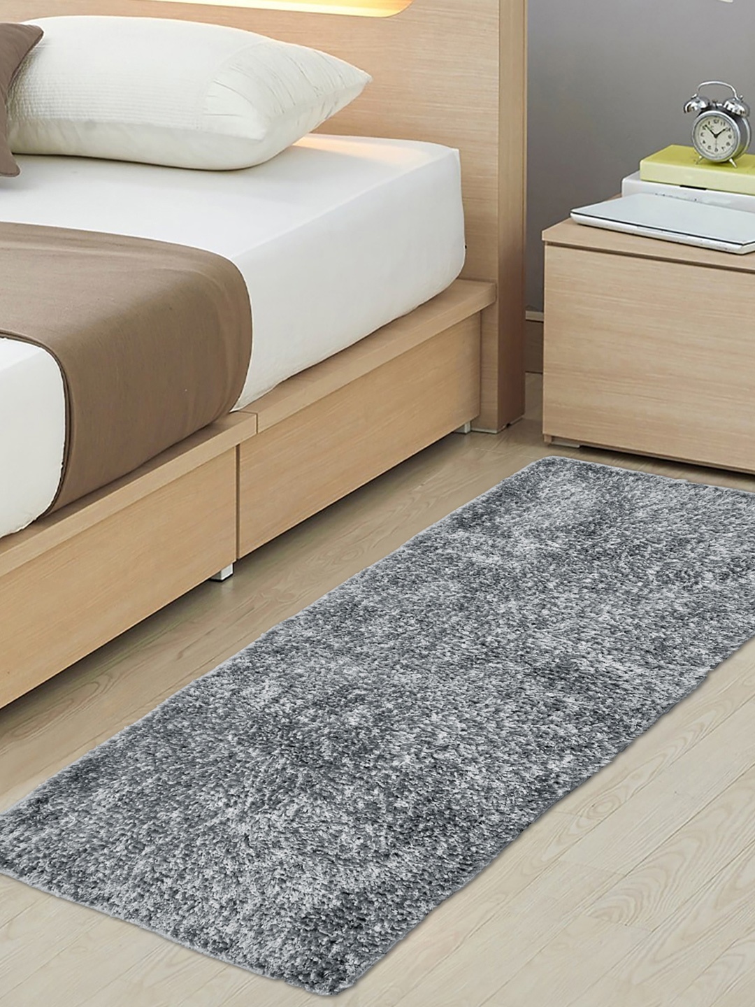 

FABINALIV Grey Anti-Skid Large Size Bedside Runner