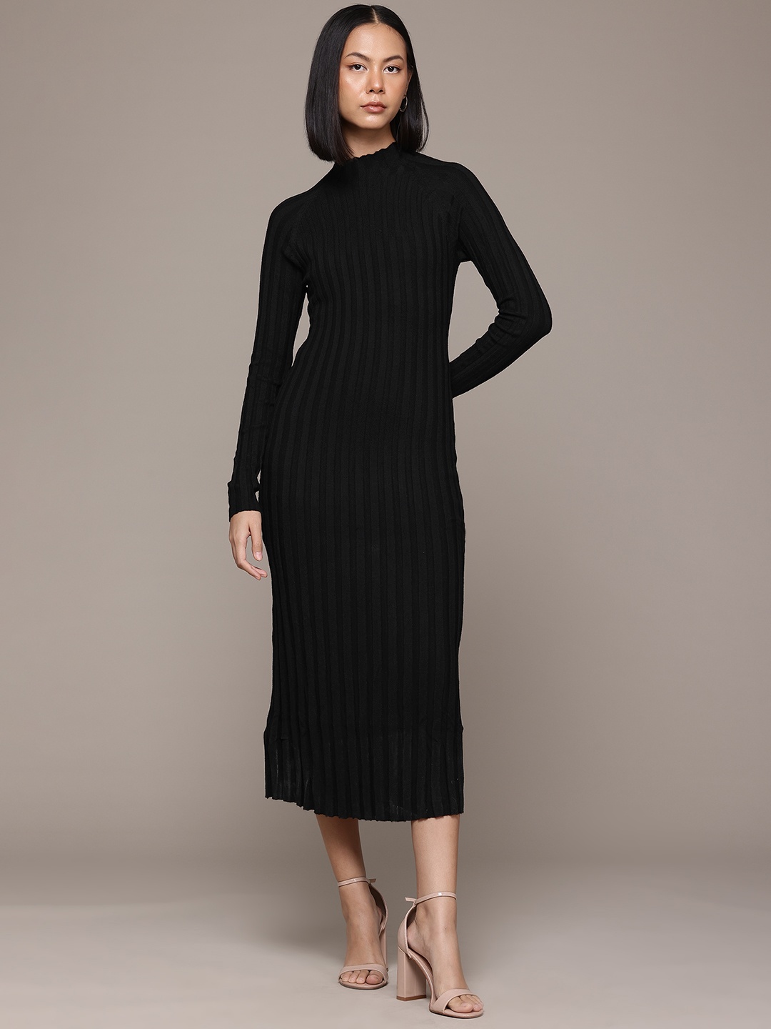

MANGO Sheath Midi Dress, Black