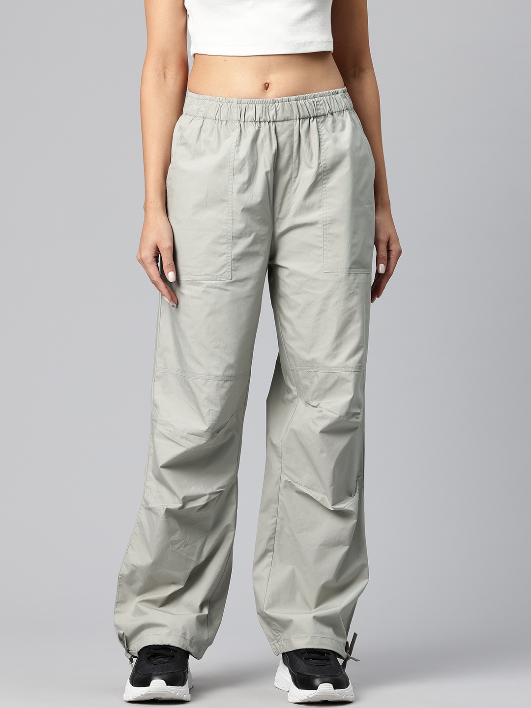 

Popnetic Women High Raise Cargo Trousers, Steel