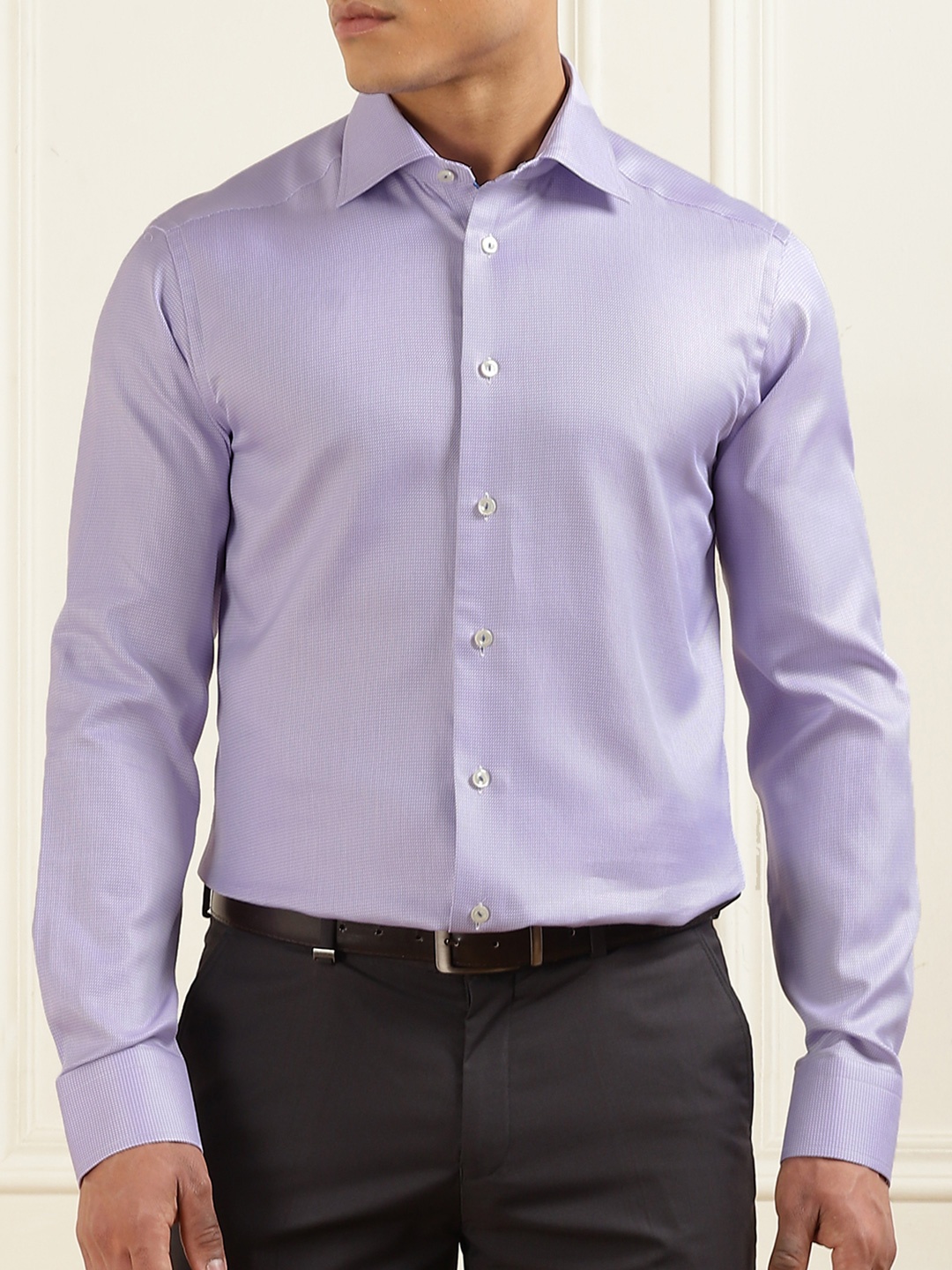 

Eton Men Slim Fit Opaque Checked Formal Shirt, Purple