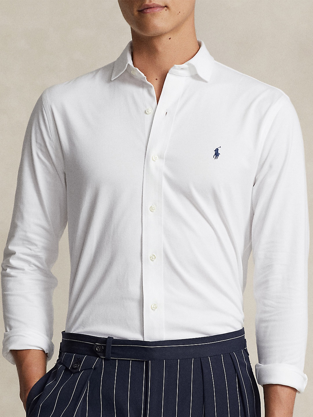 

Polo Ralph Lauren Men Pure Cotton Slim-Fit Shirts, White