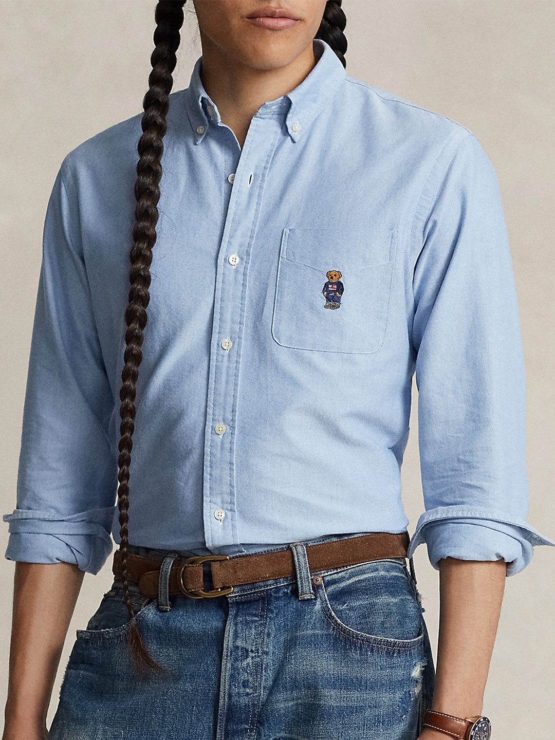 

Polo Ralph Lauren Custom Fit Polo Bear Oxford Shirt, Blue