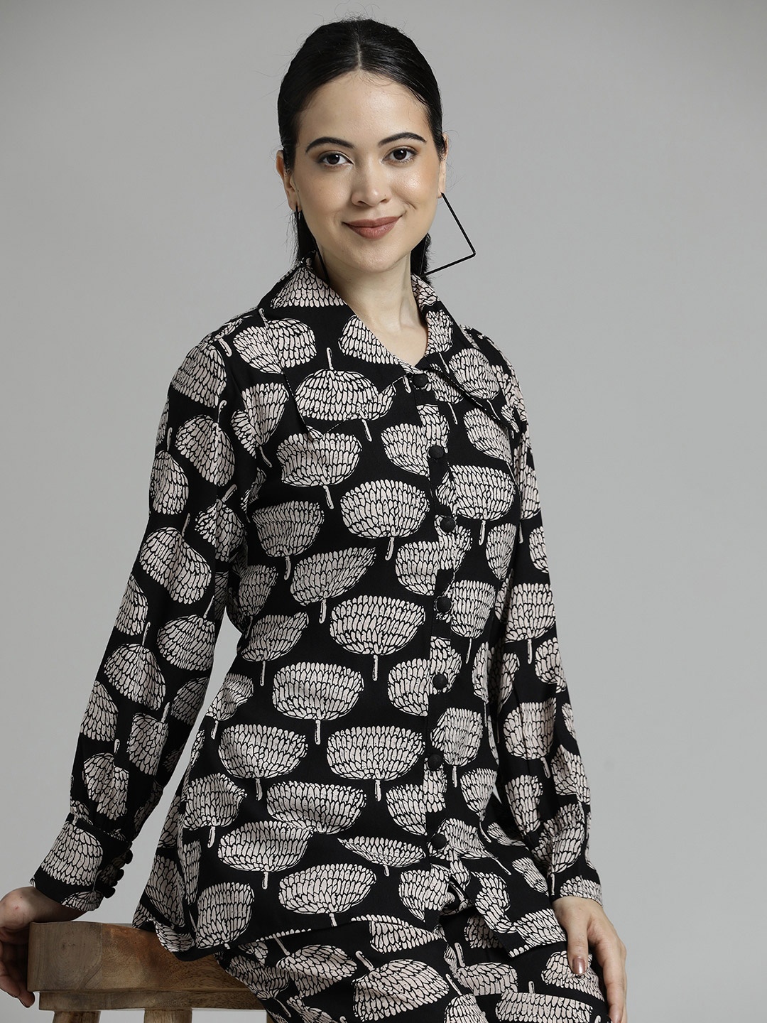 

Jaipur Kurti Ethnic Printed Co-Ord Set, Black