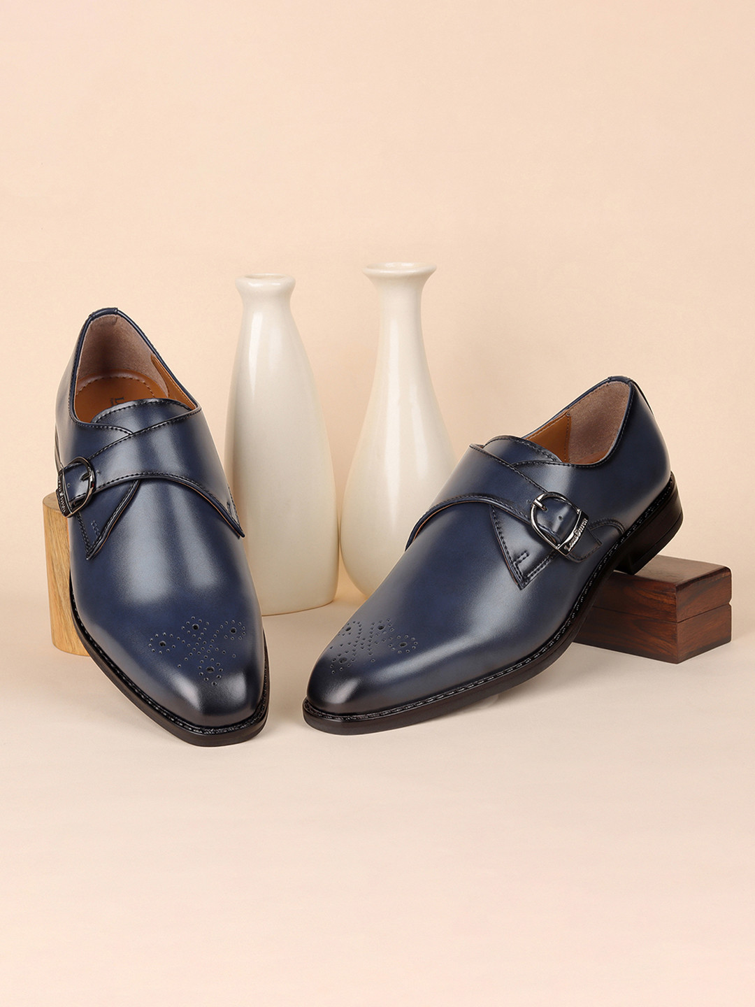 

LOUIS STITCH Men Formal Slip-On Monk Shoes, Blue