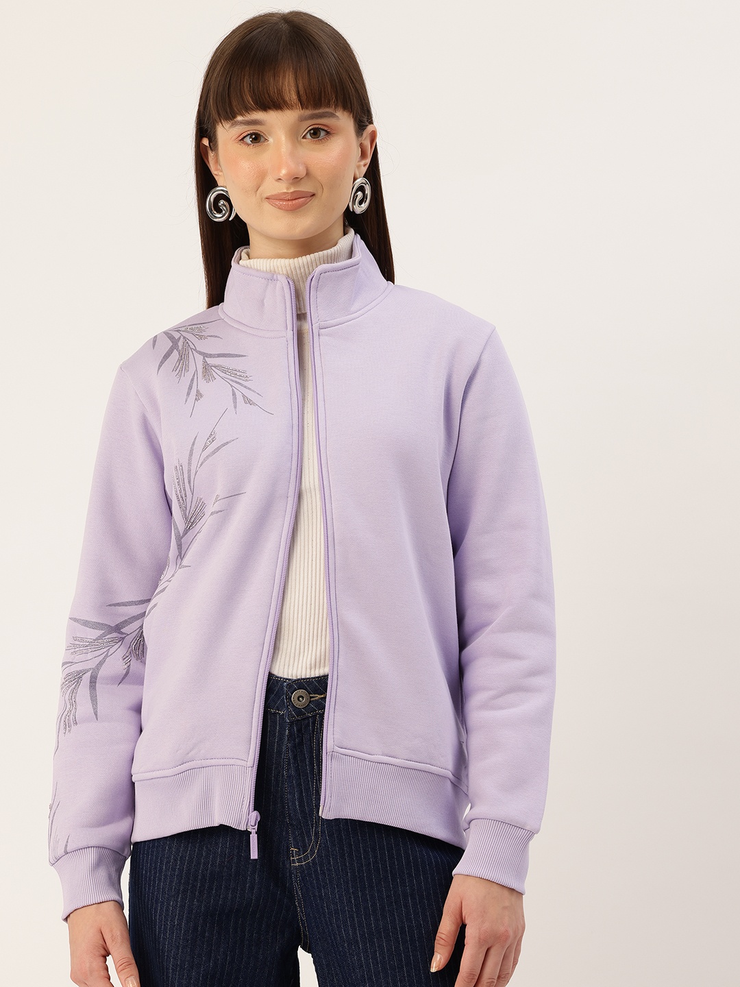 

Monte Carlo Mock Collar Sweatshirt with Embellished Detail, Lavender