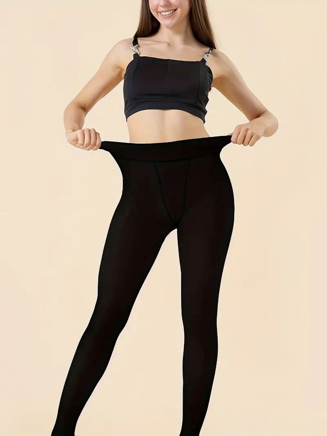 

Poftik High Waist Opaque Stockings, Black