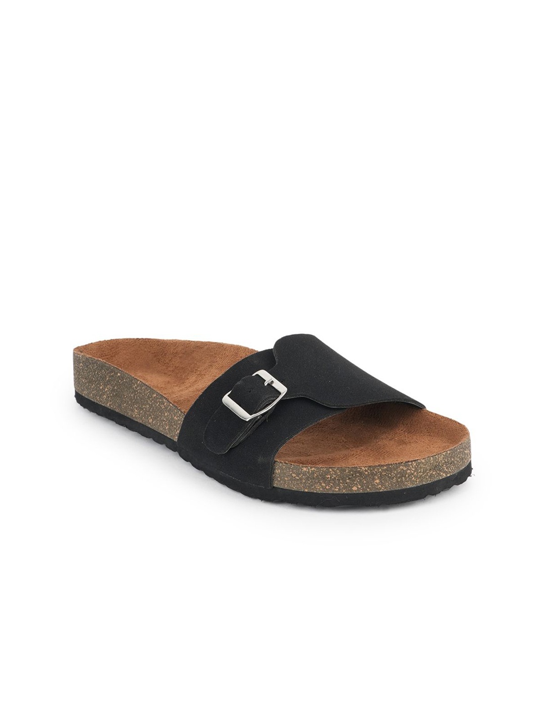 

MOZAFIA Women Open Toe Flats with Buckles, Black