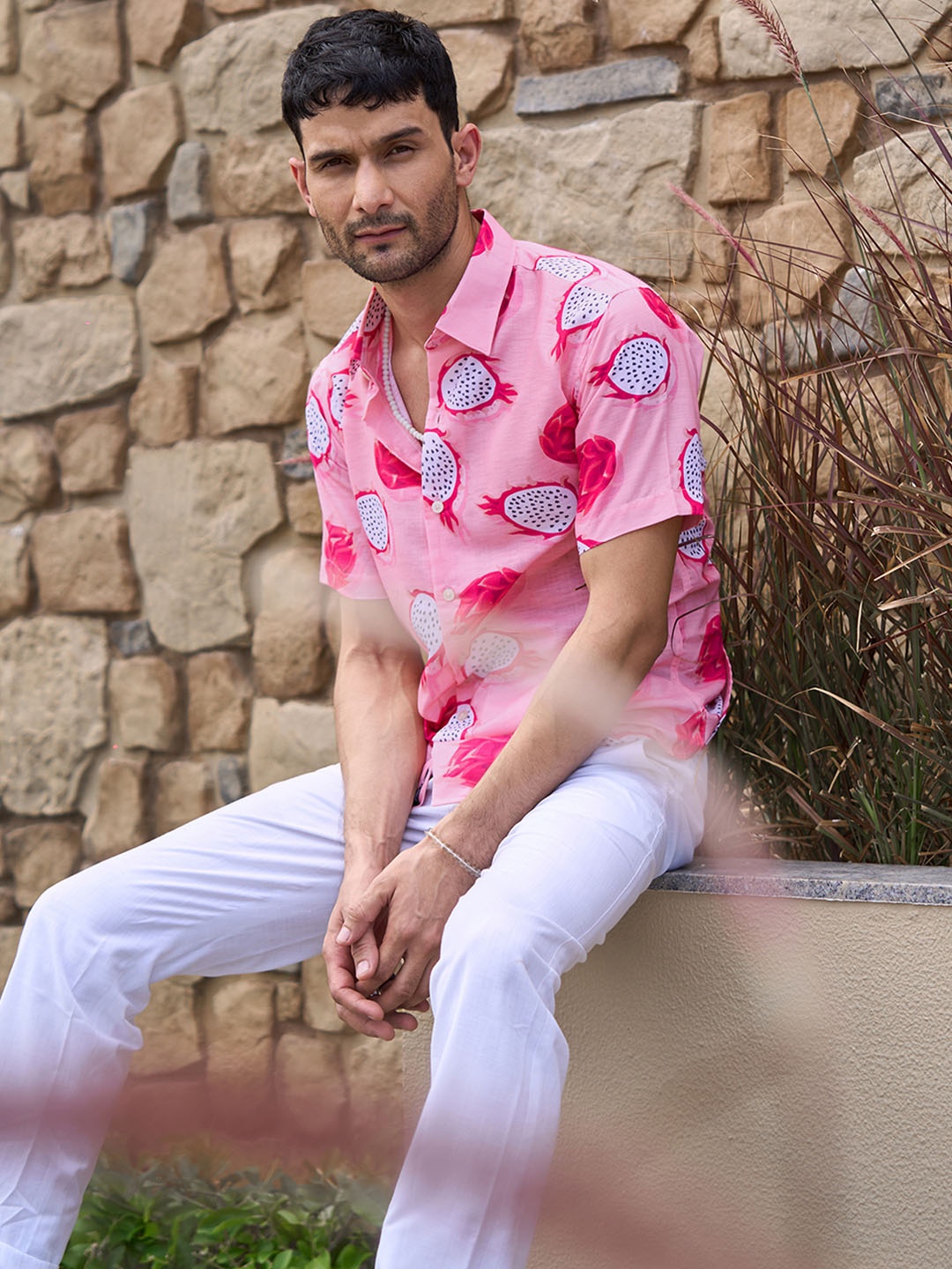 

all yours Men Classic Opaque Printed Casual Shirt, Pink