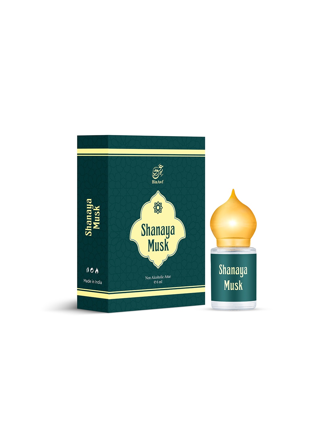 

BinAwf Shanaya Musk Long Lasting Attar - 6 ml, Green