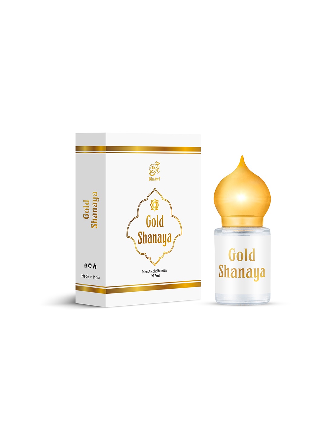 

BinAwf Gold Shanaya Long Lasting Attar - 12 ml, White