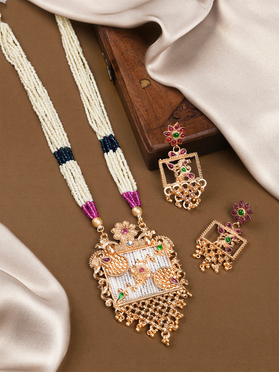 

Kalakrith Milano Stone Studded & Beaded Jewellery Set, Gold