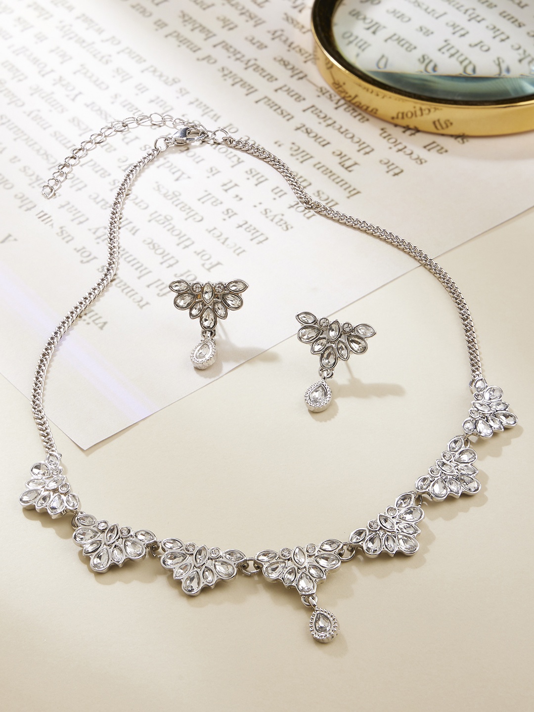

Kalakrith Milano Stone Studded Jewellery Set, Silver