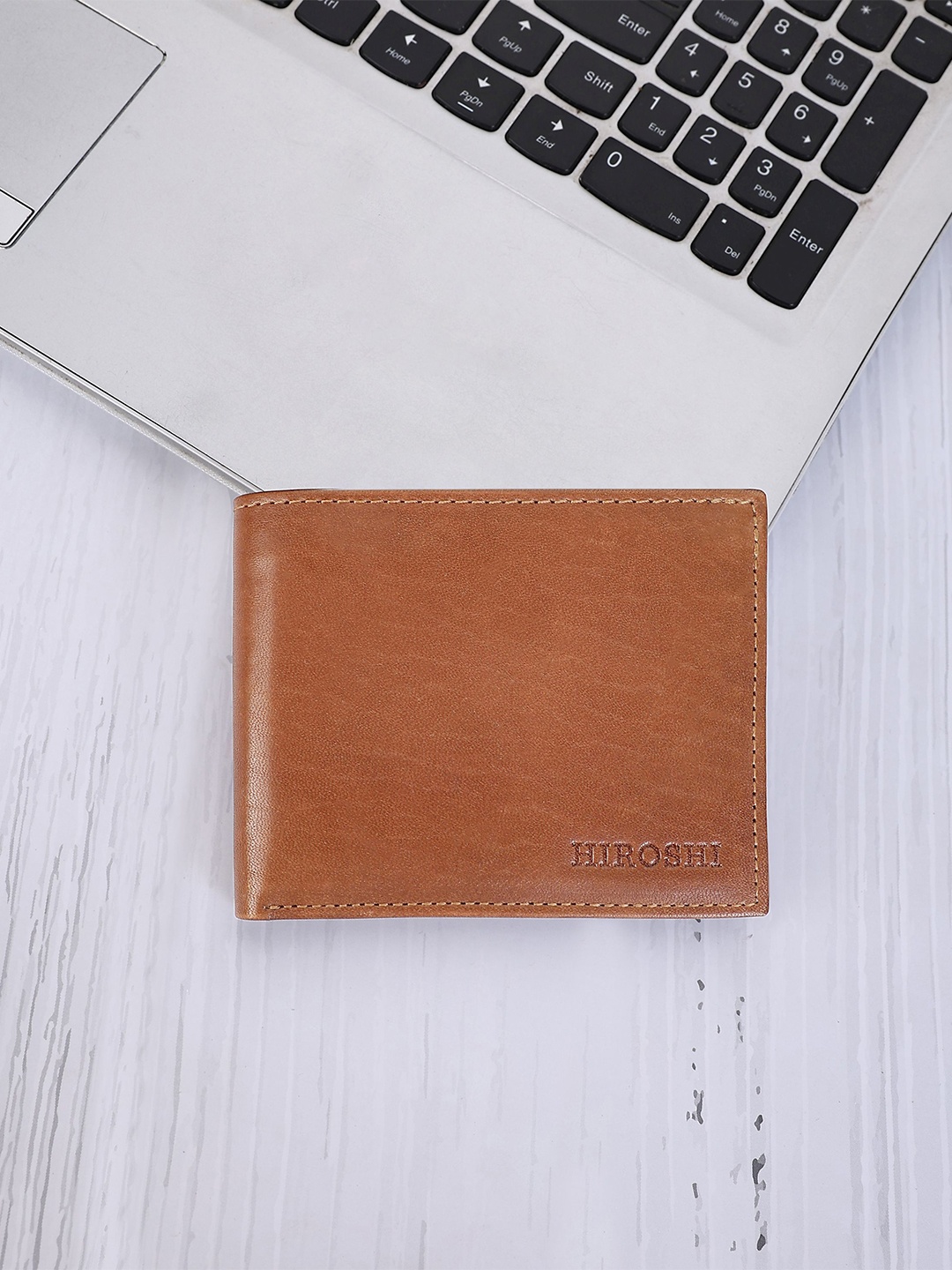 

HIROSHI Men Leather Two Fold Wallet, Tan