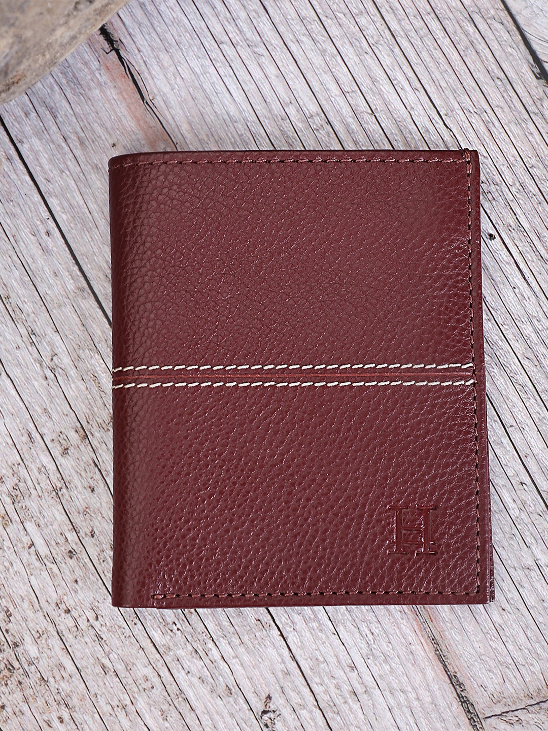 

HIROSHI Men Leather Two Fold Wallet, Maroon