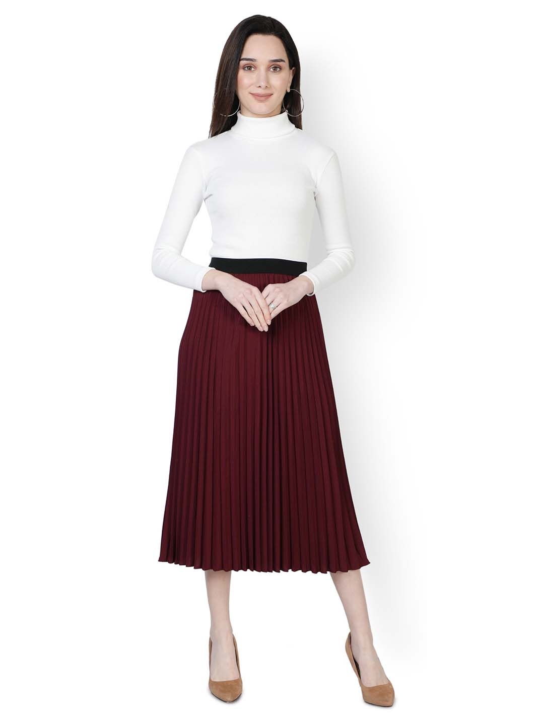 

Vastani Enterprise Pleated Flared Midi Skirts, Magenta