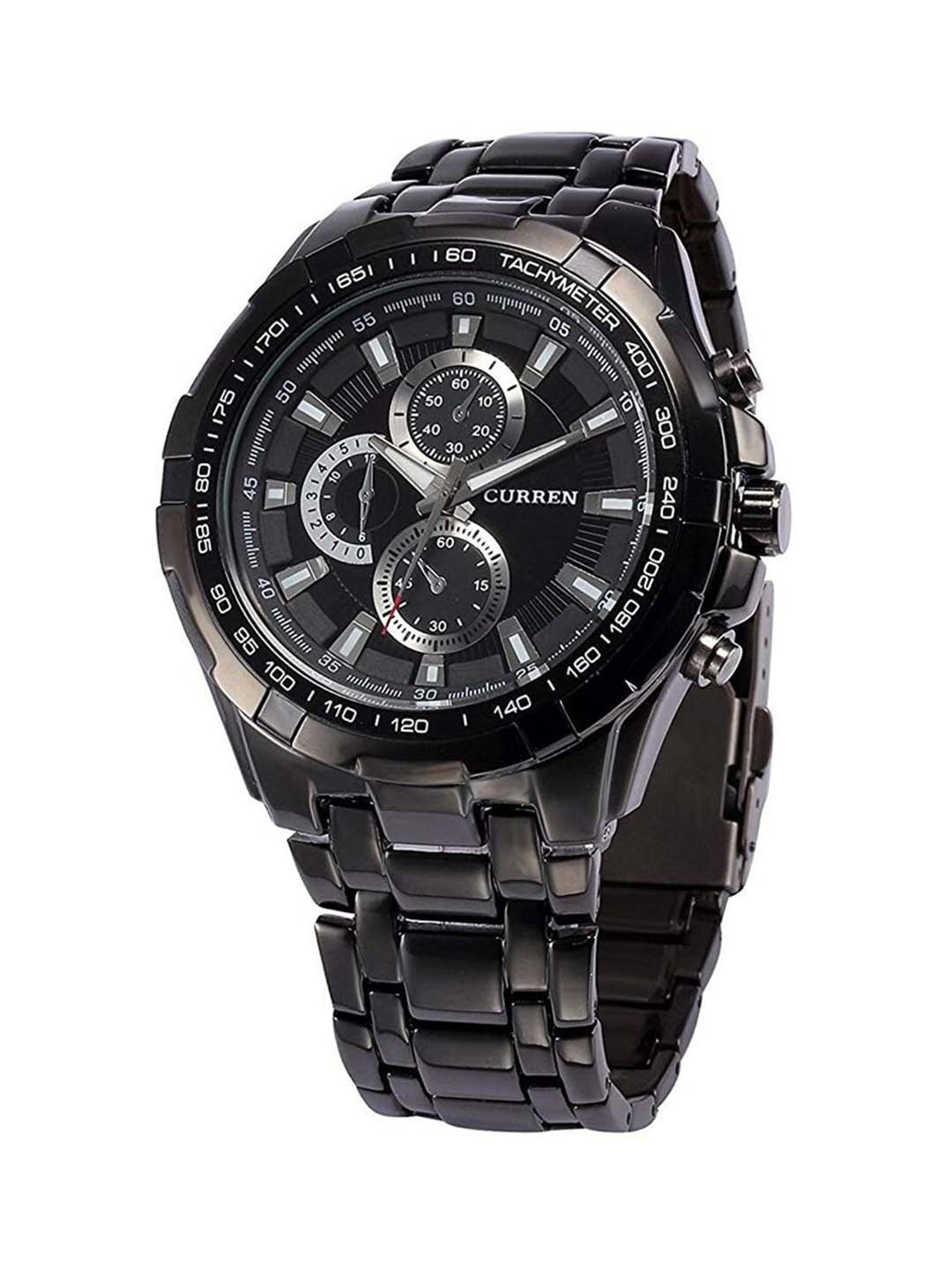 

Curren Men Embellished Dial & Stainless Steel Cuff Straps Analogue Watch CRN-07, Black
