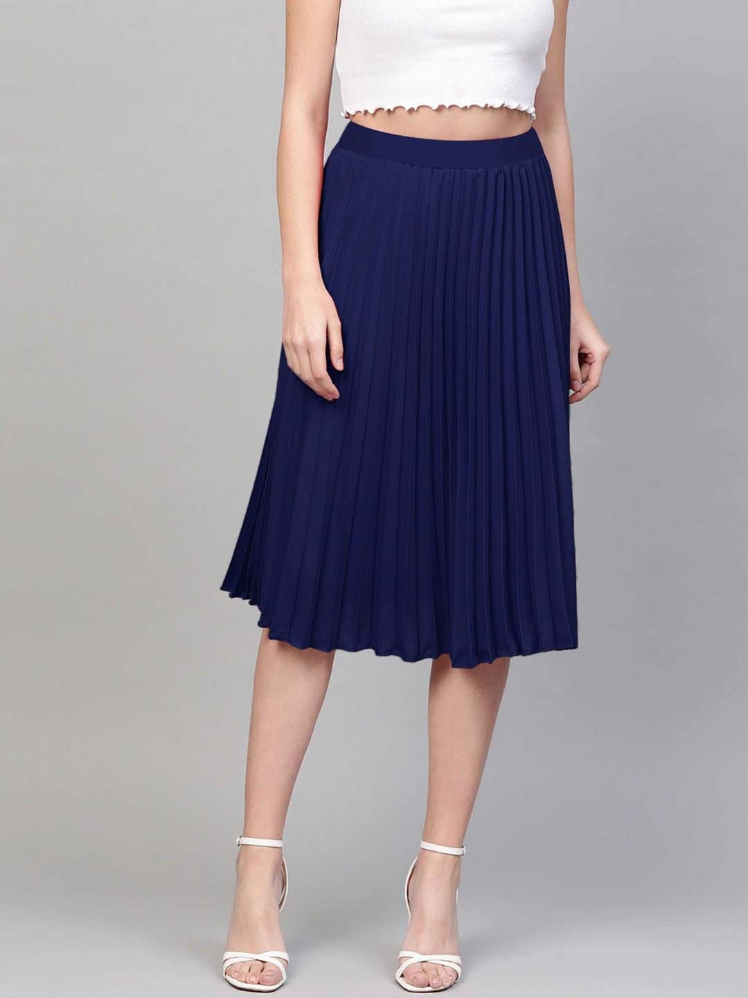 

Vastani Enterprise Pleated Flared Midi Skirts, Blue