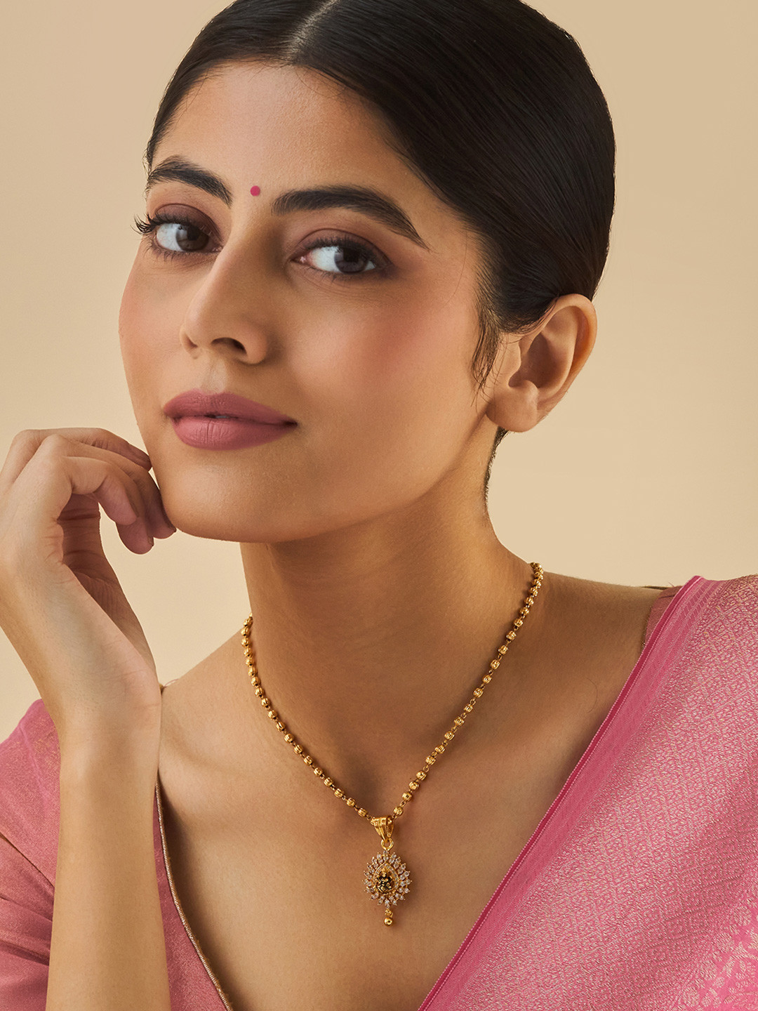 

Kushal's Fashion Jewellery Gold-Plated 92.5 Pure Silver Cubic Zirconia Temple Pendants
