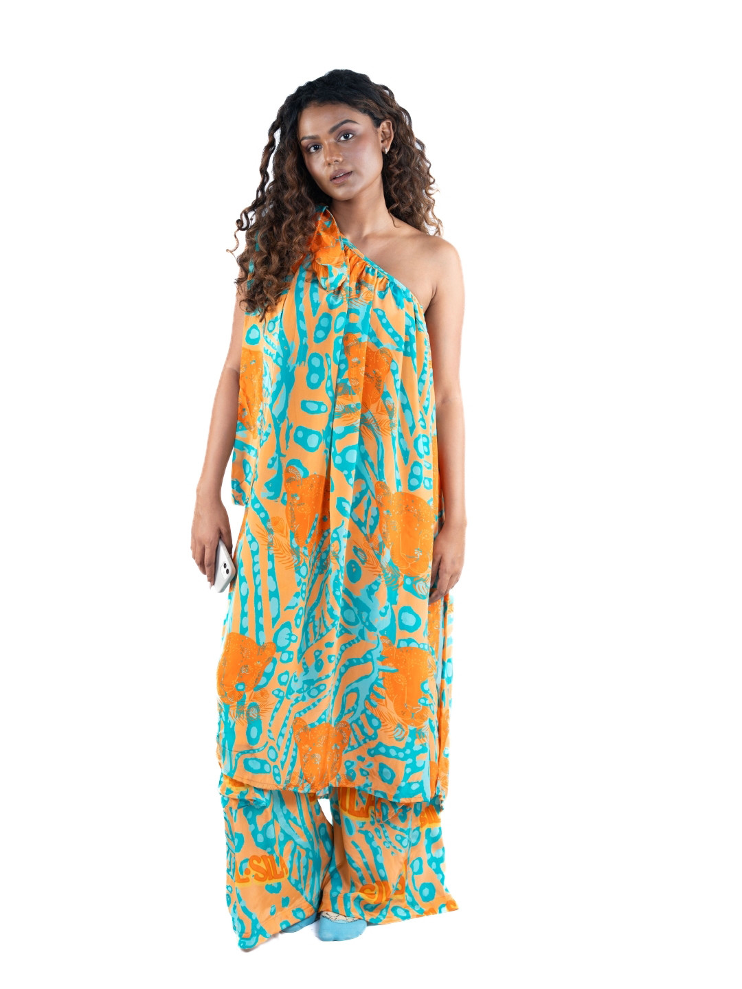 

SIL SILA Abstract Printed Top With Palazzo, Orange