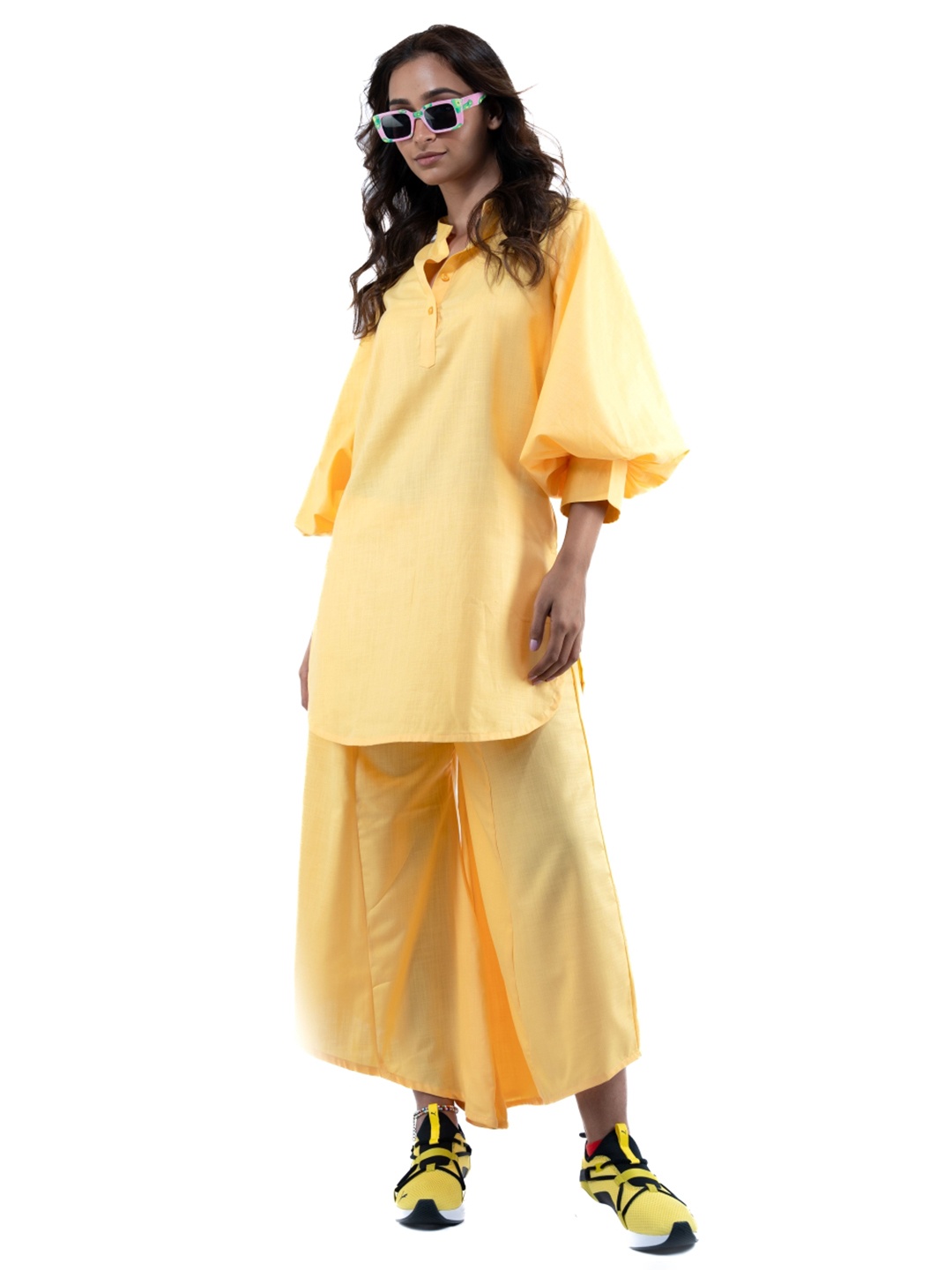 

SIL SILA Mandarin Collar Tunic With Palazzo, Yellow
