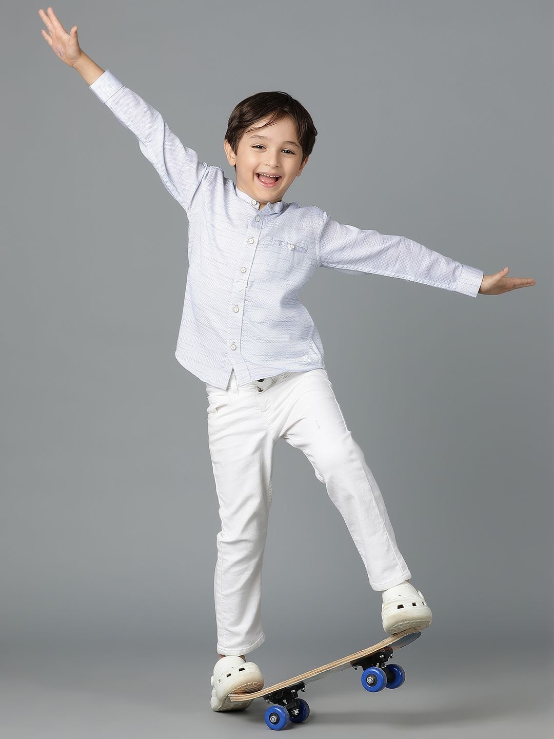 

TALES & STORIES Boys Horizontal Stripes Opaque Printed Casual Shirt, Blue
