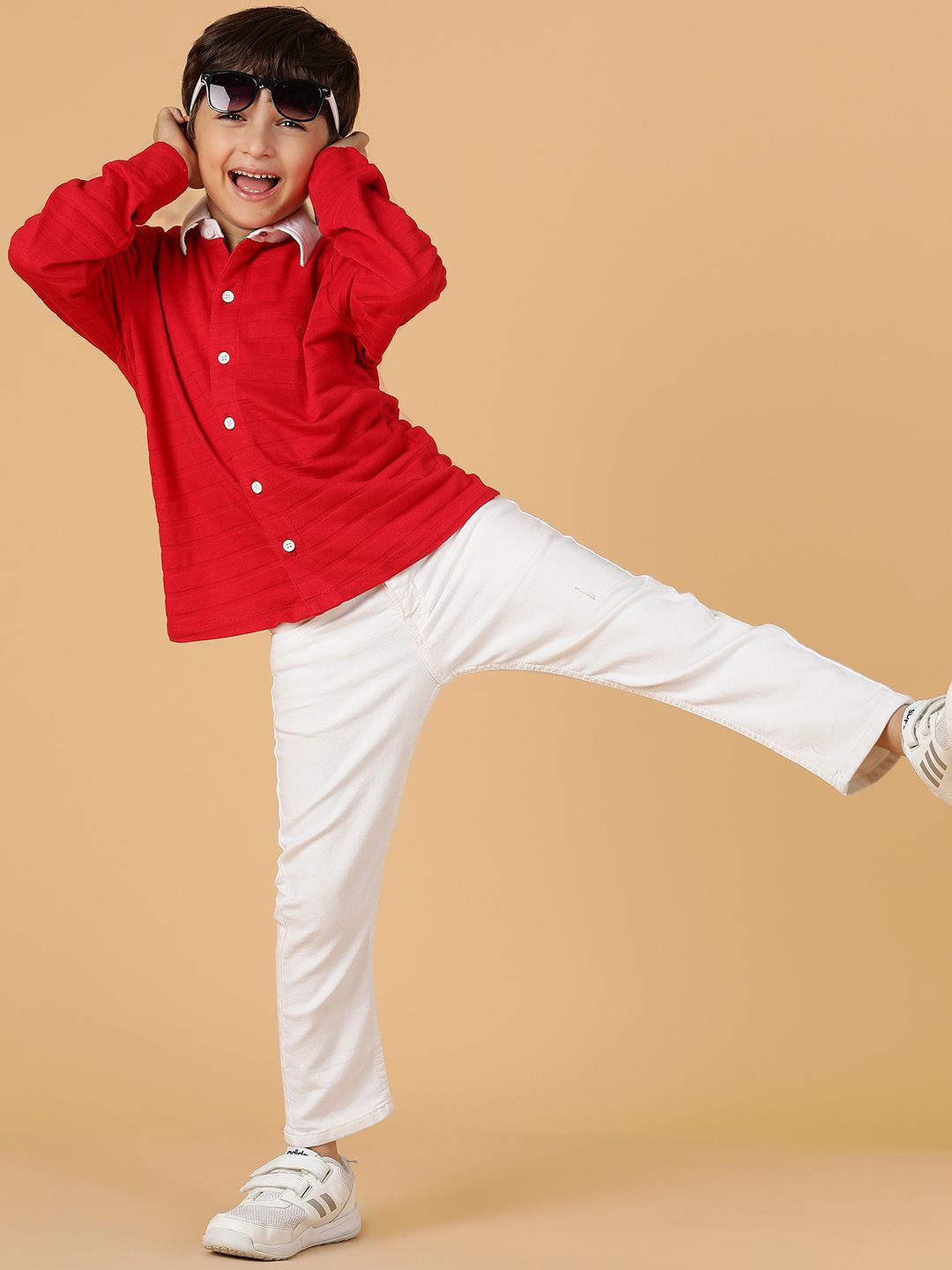 

TALES & STORIES Boys Opaque Casual Shirt, Red