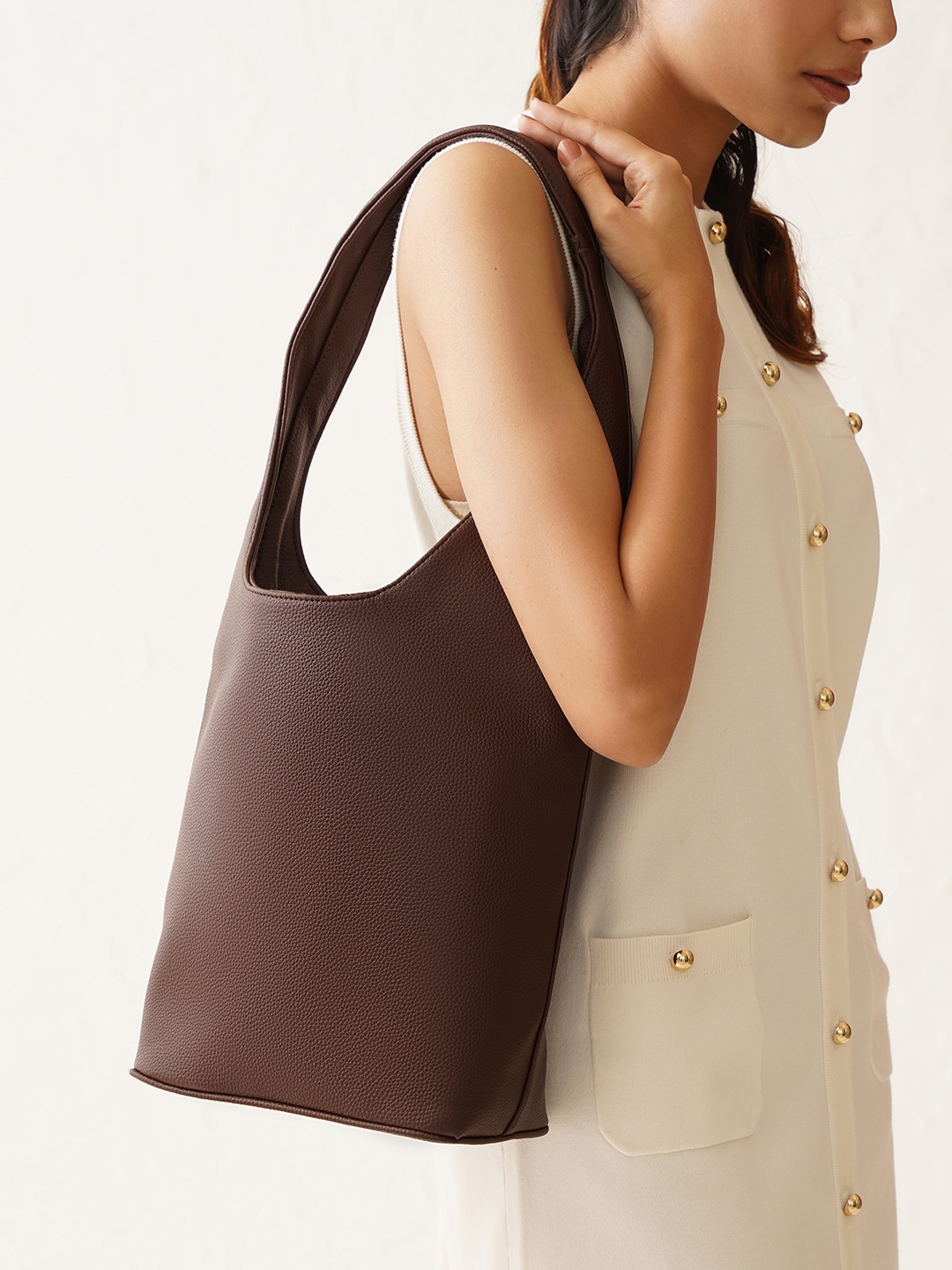 

CARRY CITY Women Bucket Shoulder Bag, Coffee brown