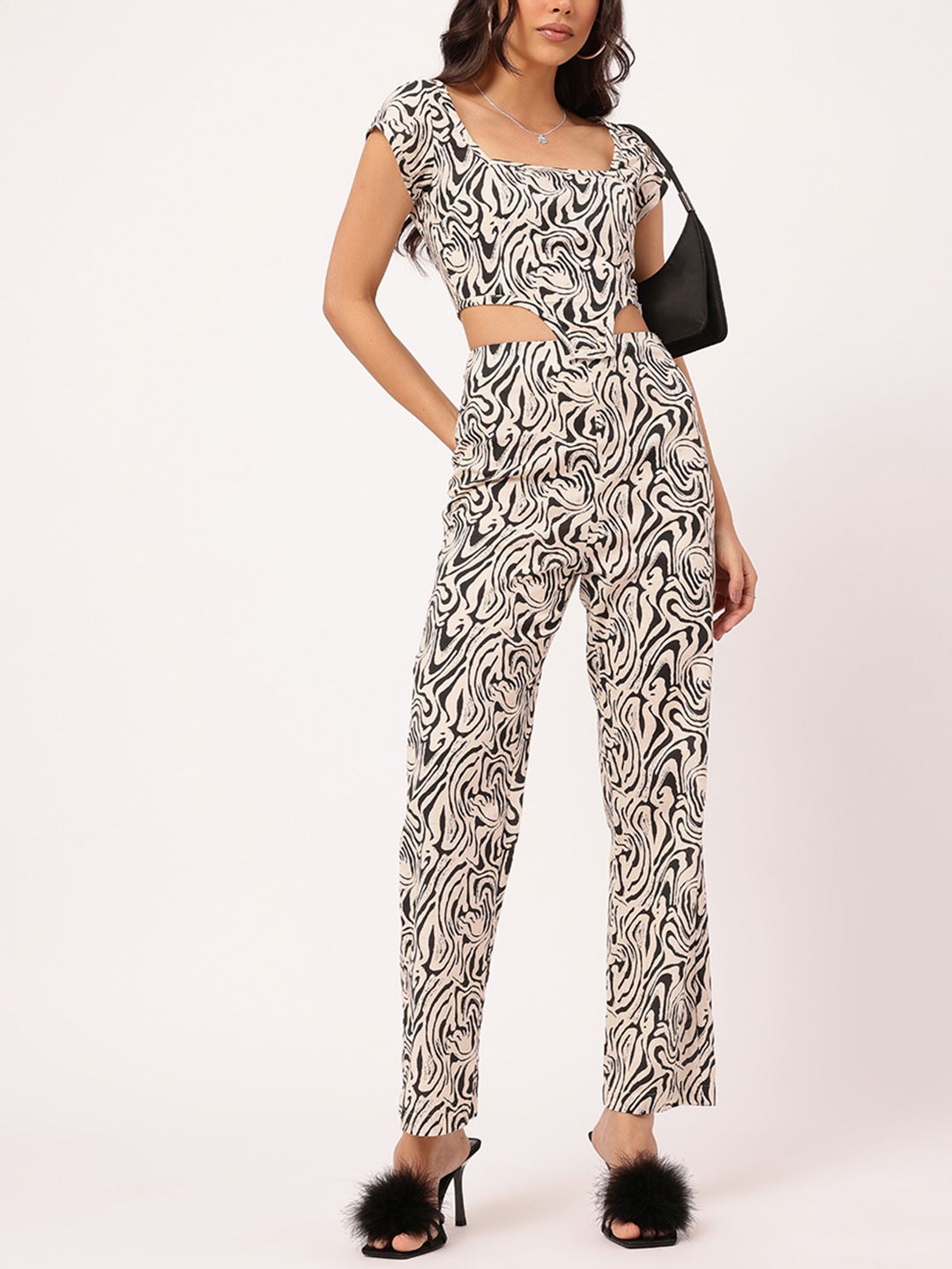 

DressBerry Fierce Fantasies Animal Print Crop Co-Ords, White