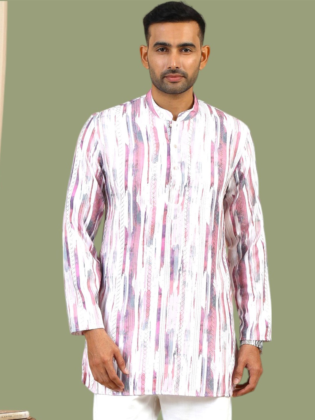 TATTVA Men Mirror Work Kurta, Multi