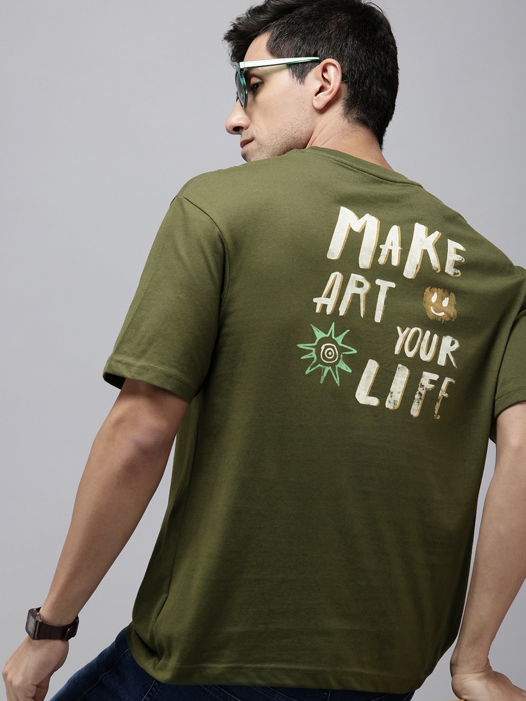 

SPYKAR Typography Printed T-shirt, Olive