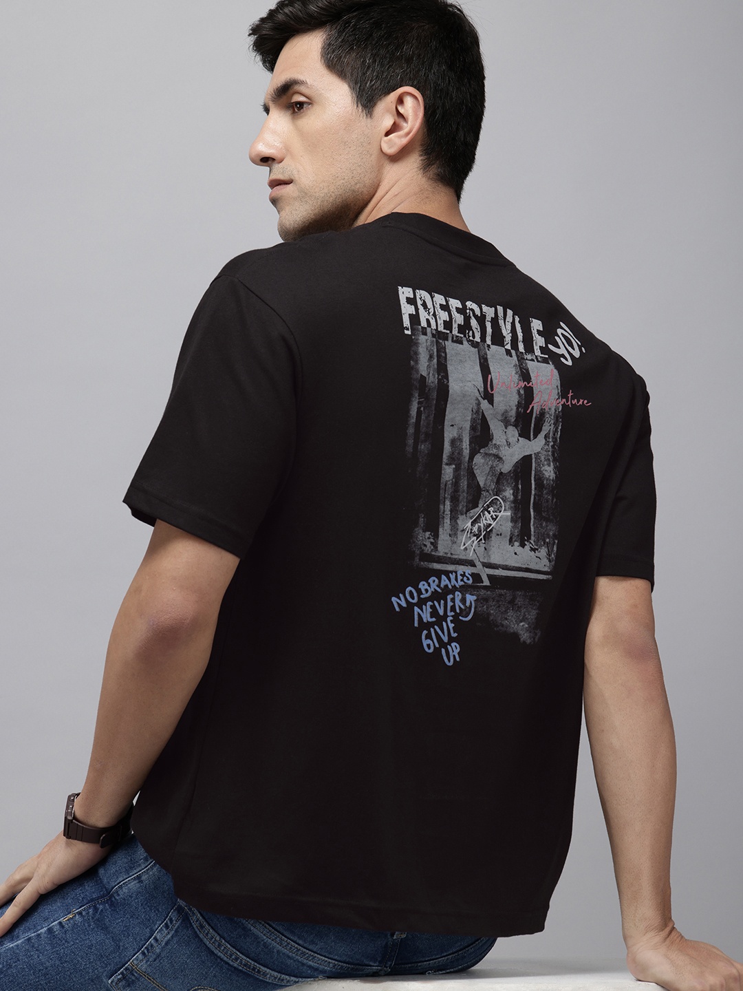 

SPYKAR Graphic Printed T-shirt, Black