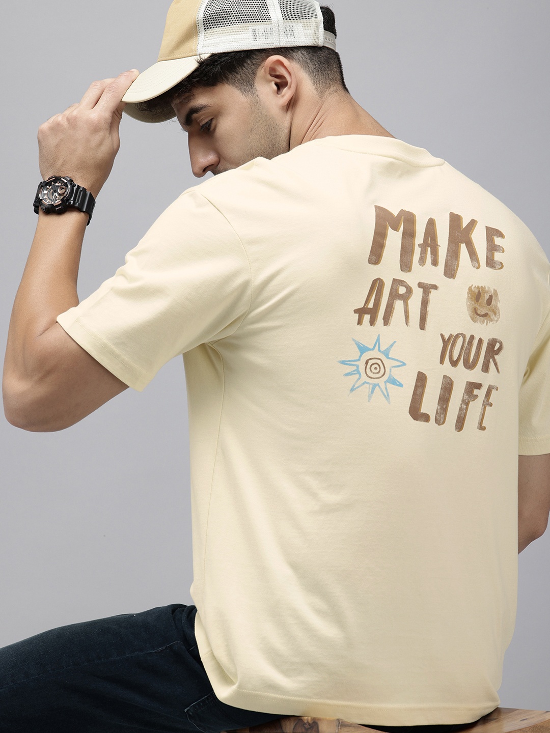 

SPYKAR Typography Printed T-shirt, Yellow