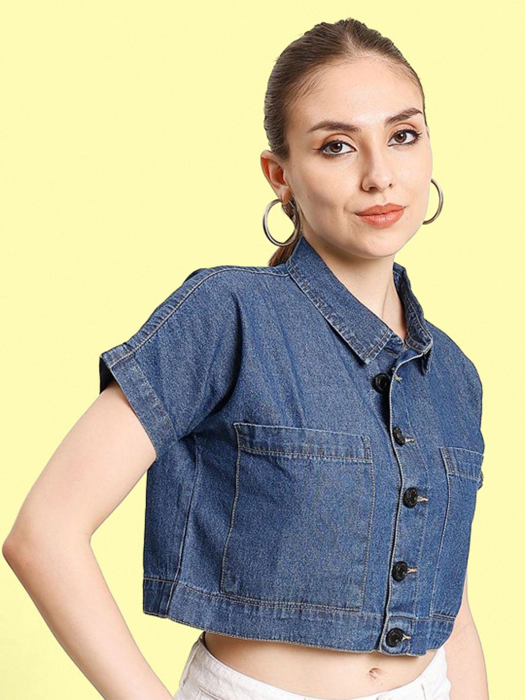 

Bene Kleed Women Classic Spread Collar Solid Cotton Casual Shirt, Blue