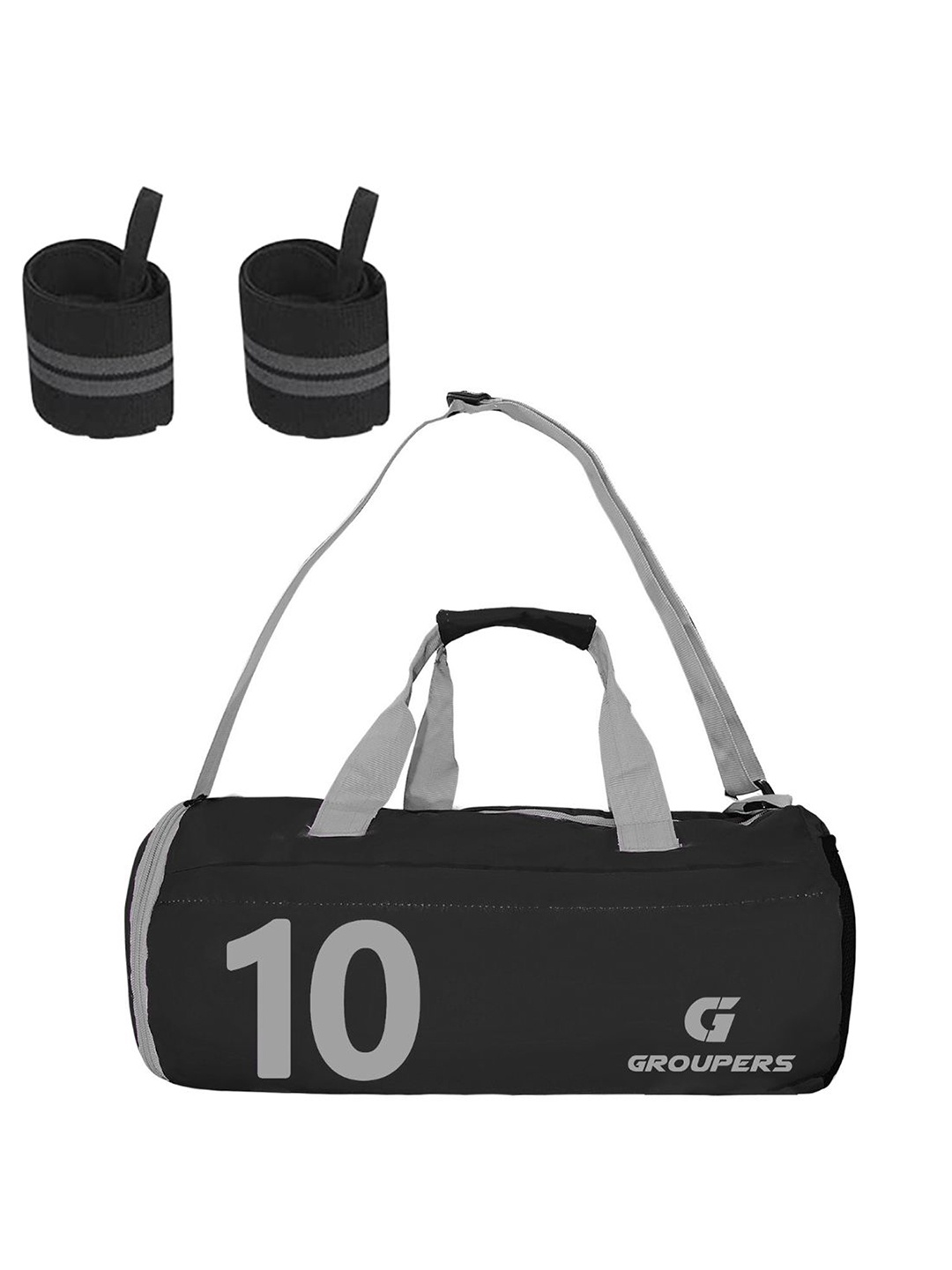 

GROUPERS Printed Medium Foldable Sports or Gym Duffel Bag with Wrist Band, Black