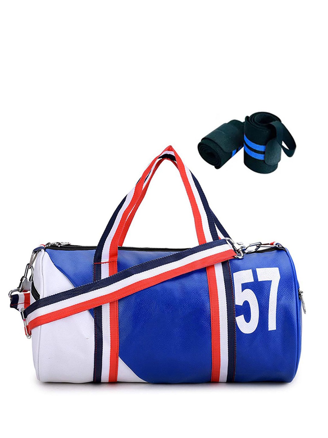 

GROUPERS Printed Small Foldable Sports or Gym Duffel Bag with Wrist Band, Blue