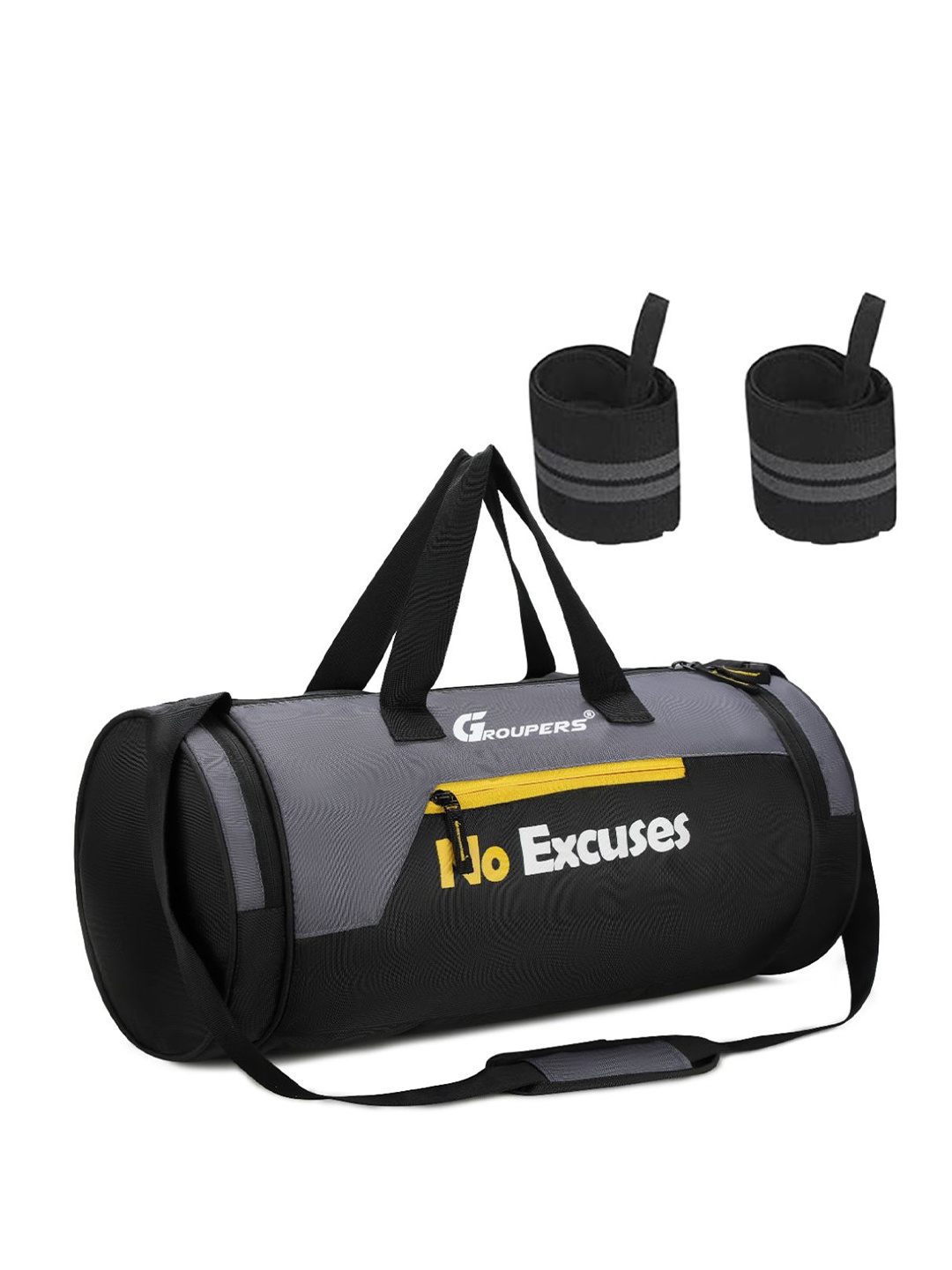 

GROUPERS Printed Medium Foldable Sports Duffel Bag With Wrist Band, Black