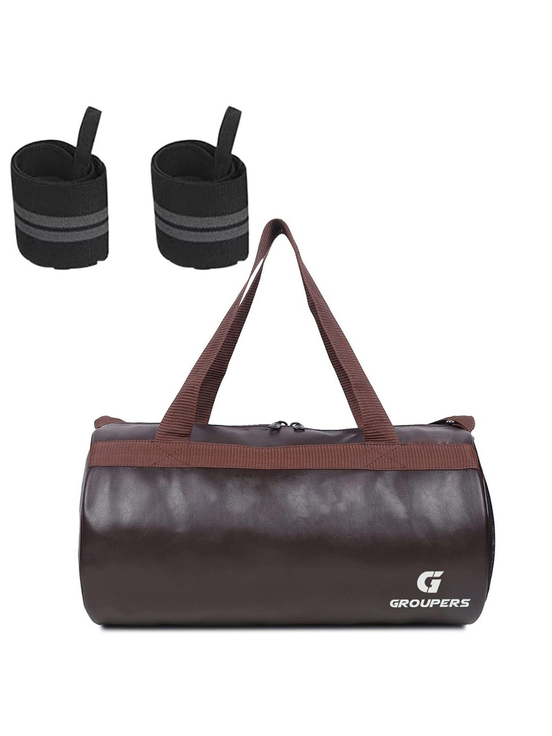 

GROUPERS Medium Foldable Sports Duffel Bag With Wrist Band, Brown