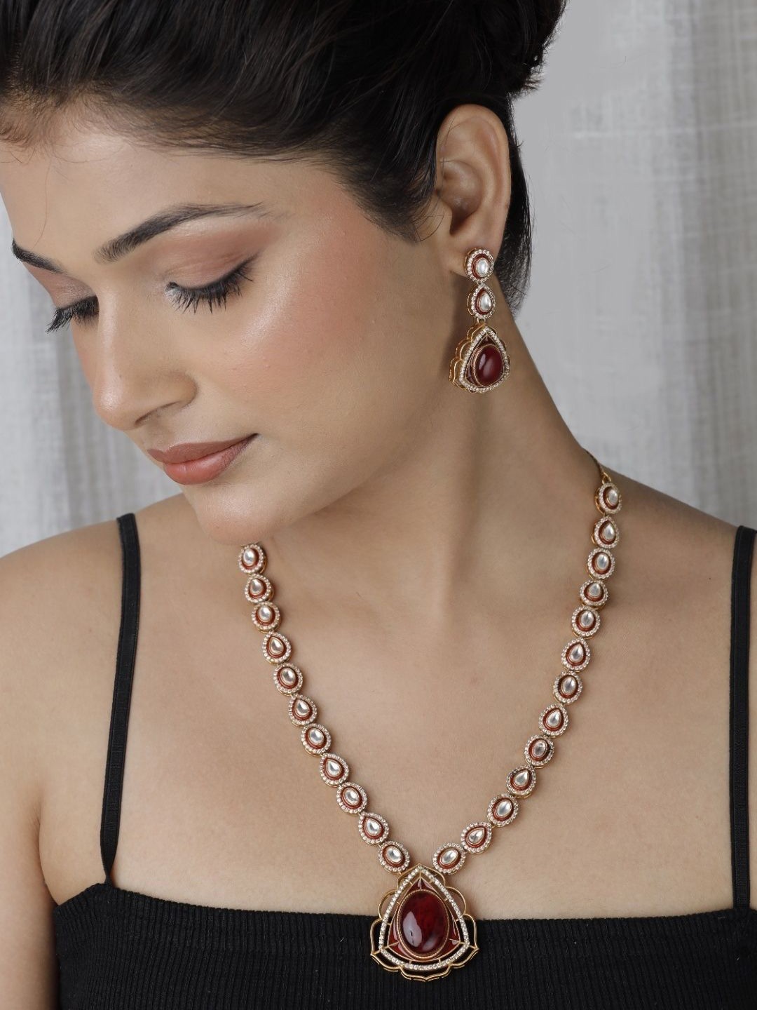 

STYLE DECO Gold Plated CZ Studded Jewellery Set