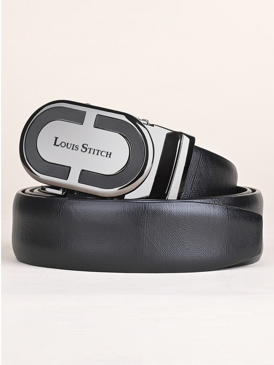 

LOUIS STITCH Men Premium Leather Autolock Belt, Black