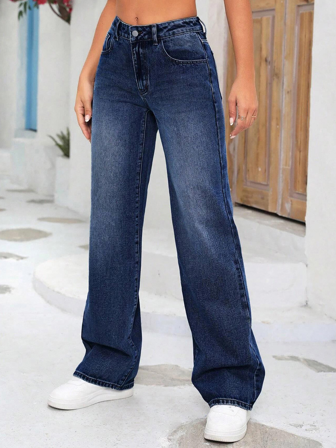 

Kotty Women Straight Fit High-Rise Stretchable Jeans, Blue